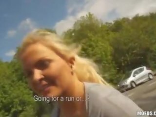Grand extraordinary blonde chick vids her boobs for money