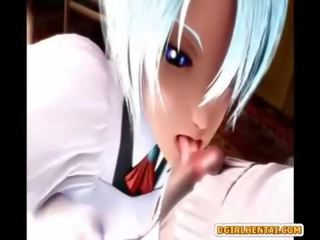 3d hentai maid gets sucking and riding shemale putz