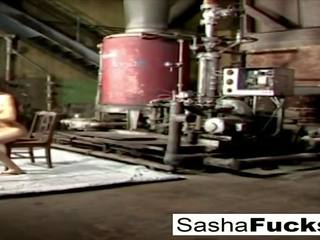 Desirable Sasha lives out her fantasies in the boiler room